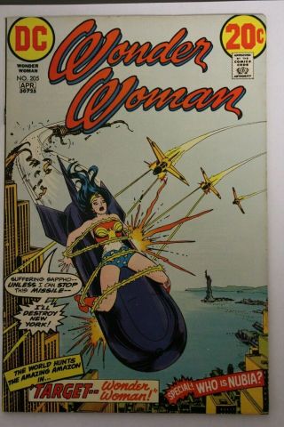 Wonder Woman 205 Fn 2nd App,  Origin Of Nubia & Classic Rare Cover Dc Key 1973