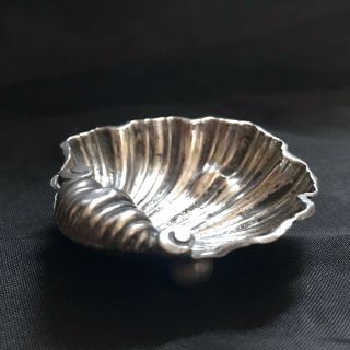 1899 Antique Solid Silver Shell Form Open Salt Pot By S.  E.  B Birmingham