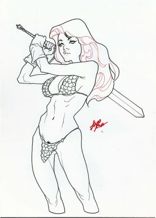 Red Sonja By Lucas Silva - Art Pinup Drawing