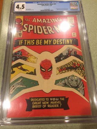 The Spider - Man 31 Cgc 4.  5 White Pages 1965