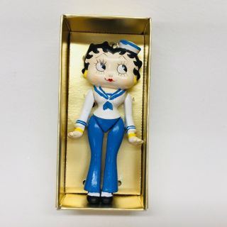 Vintage 1984 Vandor Betty Boop Blue Sailor Outfit Jointed Ceramic Ornament,  Box