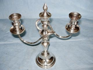 Vintage Quality Silver Plate 3 Sconce Candelabra /candlestick Holder With Snuffe