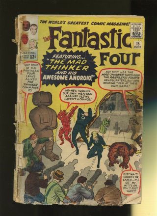 Fantastic Four 15 Fr 1.  0 1 Book Marvel 1st Mad Thinker,  Awesome Android & More