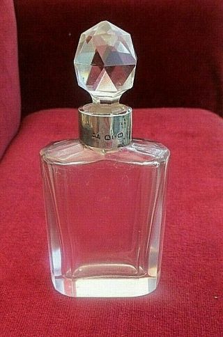 Antique Glass Scent / Perfume Bottle With Solid Silver Collar Dated B/ham 1848