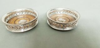A Matching Antique Silver Plated Wine Glass Coasters.  Pierced Patterns.