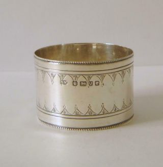 An Ornately Engraved Victorian Sterling Silver Napkin Ring Sheffield 1888