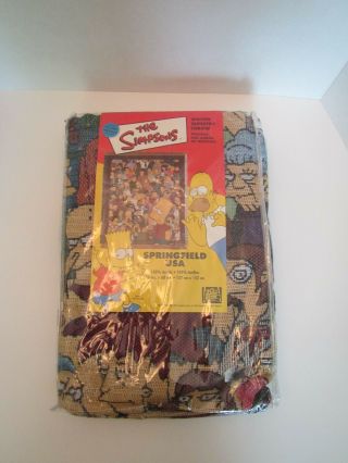 In Package - The Simpsons Blanket Throw Woven Tapestry Springfield Usa