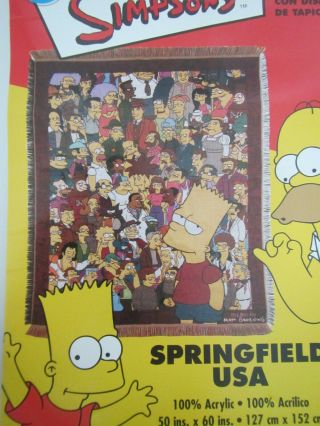 In Package - THE SIMPSONS BLANKET THROW WOVEN TAPESTRY SPRINGFIELD USA 2