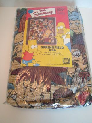 In Package - THE SIMPSONS BLANKET THROW WOVEN TAPESTRY SPRINGFIELD USA 3