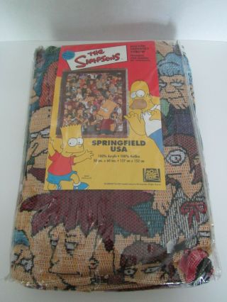 In Package - THE SIMPSONS BLANKET THROW WOVEN TAPESTRY SPRINGFIELD USA 4