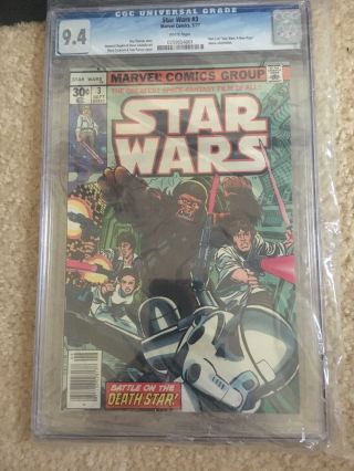 Star Wars 3 (sep 1977,  Marvel) Cbcs Graded 9.  4 (similar To Cgc) Newsstand