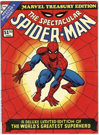 Marvel Treasury Edition 1 Vf/nm 9.  0 Ow/white Pages Spider - Man 1974