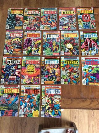 Marvel Comics The Eternals Set 1 - 19 Except 18.  Jack Kirby 1976