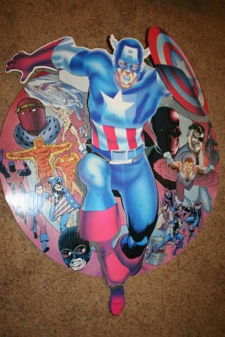Rare Vtg Capt.  Captain America 3d Comic Book Store Cardboard Standee Display Art