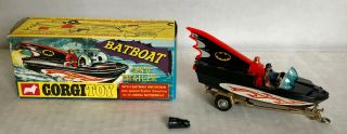 Vintage 1966/1970 Batman & Robin Tv Big 5 " Corgi Toy Car Batboat 107 W/box