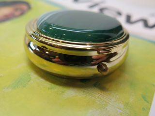 Pill Box Malachite Top Round Green Trinket Rare Vintage Small 3 Compartments 5