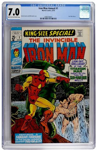 Iron Man Annual 1 Cgc 7.  0 Marvel Comic Sub - Mariner App Silver 25c