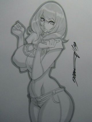 Mary Jane Mj Spiderman Girl Sexy Busty Sketch Pinup - Daikon Art