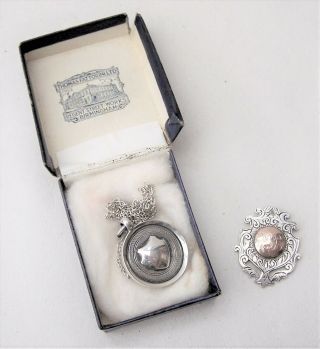 Sterling Silver Pendant - T Fattorini 1913,  Good Luck Fob - J W Tiptaft 1908
