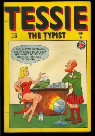 Tessie The Typist 22 Good Girl Teen Humor Marvel Comic 1949 Fn - Vf