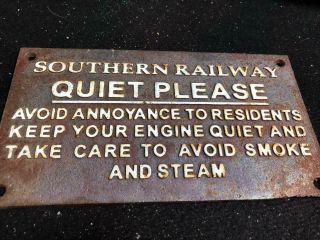Awesome Southern Railway Sign,  Cast Iron - " Quiet Please " Great Collectible