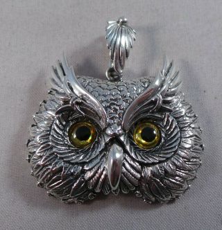 Owls Face Sterling Silver Pendant