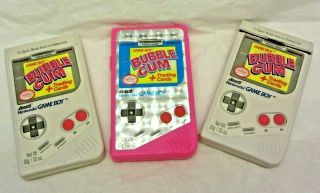 3 Vintage Empty 1993 Amurol Nintendo Game Boy Bubble Gum Plastic Box Pink & Gray