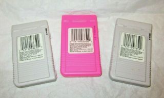 3 Vintage Empty 1993 Amurol Nintendo Game Boy Bubble Gum Plastic Box Pink & Gray 2