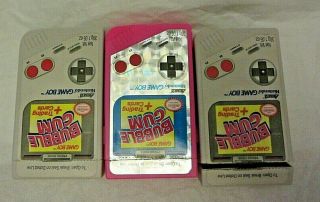 3 Vintage Empty 1993 Amurol Nintendo Game Boy Bubble Gum Plastic Box Pink & Gray 3