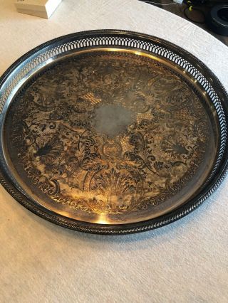 Vintage Bristol Silver Plate Footed Serving Gallery Tray 18” Number 51
