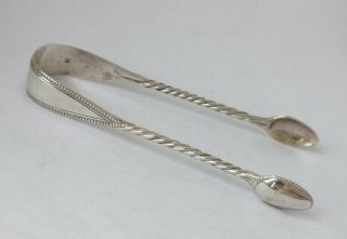 Antique Victorian Solid Sterling Silver Sugar Tongs 1863/ L12.  5 Cm
