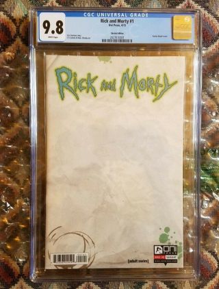 Rick And Morty 1 (sketch Variant) - Cgc 9.  8 Nm/m White Pages Case