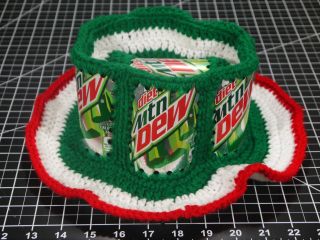 Handmade Crochet Green/red Mountain Dew Soda Can Hat Hipster Christmas Party