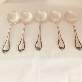 1847 Rogers Bros Is Remembrance Silverplate 5 Soup Gumbo Spoons Silverware