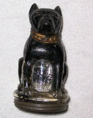 Black Bulldog Glass Candy Container With Metal Cover By Avor