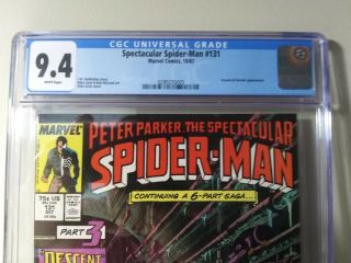 Peter Parker Spectacular Spider - Man 131 CGC 9.  4W Pt.  3 of Kraven ' s Last Hunt 2