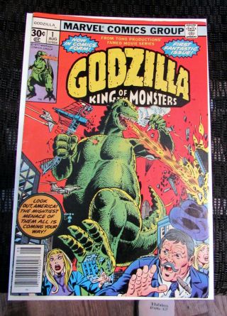 Godzilla 1 (aug 1977,  Marvel) Guest - Starring Nick Fury And S.  H.  I.  E.  L.  D.
