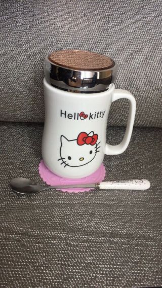 Hello Kitty Cute Ceramic Coffee Mug comes With Top,  Spoon and Coaster 500ML. 2