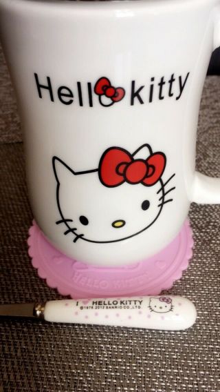 Hello Kitty Cute Ceramic Coffee Mug comes With Top,  Spoon and Coaster 500ML. 4