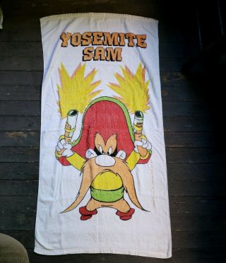 90s Vtg Yosemite Sam Beach Towel Looney Tunes Warner Bros