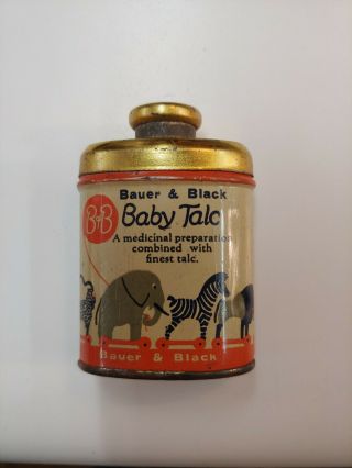 Bauer & Black Brand Baby Talc Talcum Powder Tin Vintage Advertising Tin S - 723