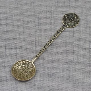 Vtg Sterling Silver 925 - Mexico Sun Calendar Souvenir Spoon - 8g