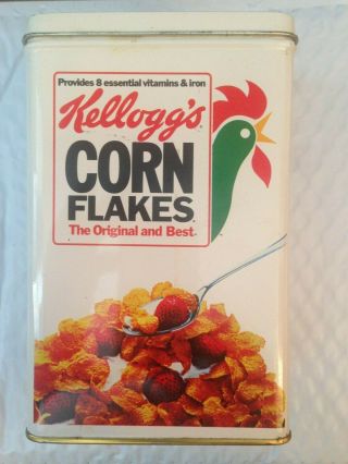 Vintage 1984 Kellogg ' s Corn Flakes Tin Box Advertising Collectible 4