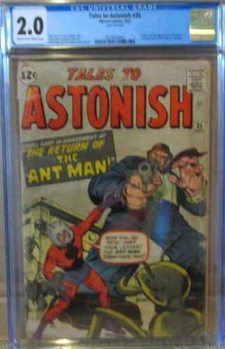 Tales To Astonish 35,  Cgc 2.  0,  Origin & 1st Ant Man Costume 1962 Stan Lee