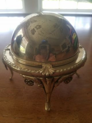 Antique Victorian Silver Plated Roll Top Butter Dish