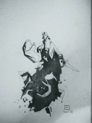 Hellboy Sketch Mike Mignola Pencil Comic Art