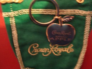 Crown Royal Apple Key Chain & Mini Green Bag Ring Gold Charm Heavy Duty Nip