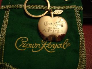Crown Royal Apple Key Chain & mini green Bag Ring gold Charm heavy duty NIP 2
