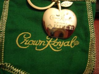 Crown Royal Apple Key Chain & mini green Bag Ring gold Charm heavy duty NIP 4