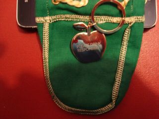 Crown Royal Apple Key Chain & mini green Bag Ring gold Charm heavy duty NIP 5